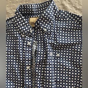 Boys navy and white Wrangler shirt, size L